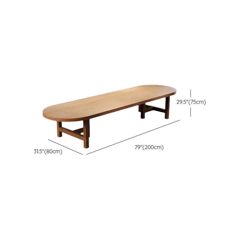 Bureau de bureau en bois de style moderne, bureau de forme ovale avec 2 pieds en naturel Clearhalo