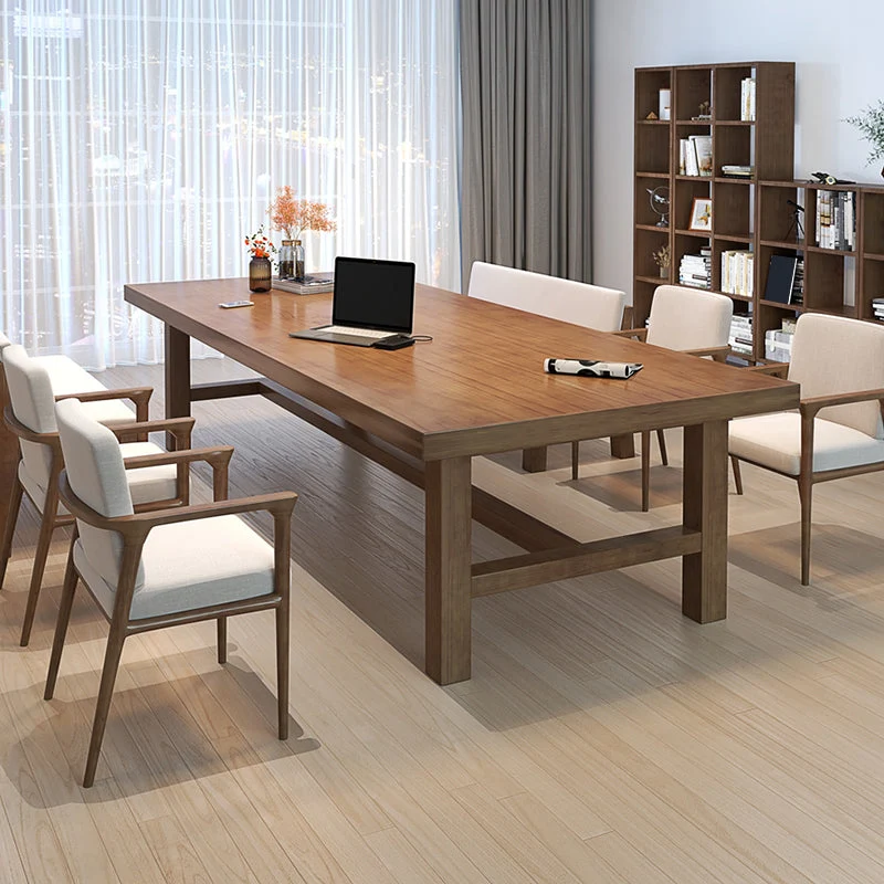 Bureau de bureau en bois de Style moderne, bureau d'écriture à Base en forme de H pour le bureau Clearhalo