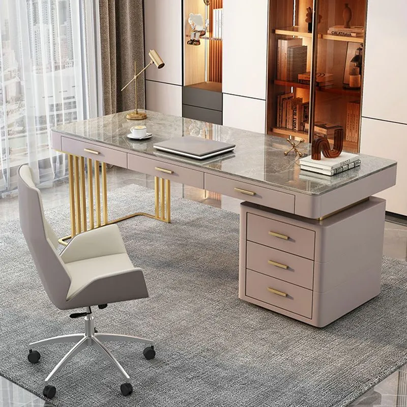 Bureau de bureau Classic Glam de 29,25 pouces de hauteur, bureau d'écriture en pierre incurvée Clearhalo