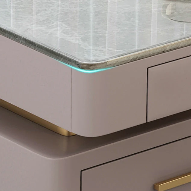 Bureau de bureau Classic Glam de 29,25 pouces de hauteur, bureau d'écriture en pierre incurvée Clearhalo