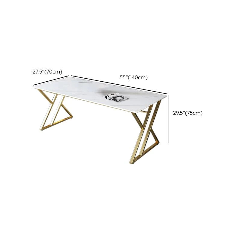 Bureau de bureau Classic Glam de 29,25 pouces de hauteur, bureau rectangulaire en pierre blanche Clearhalo