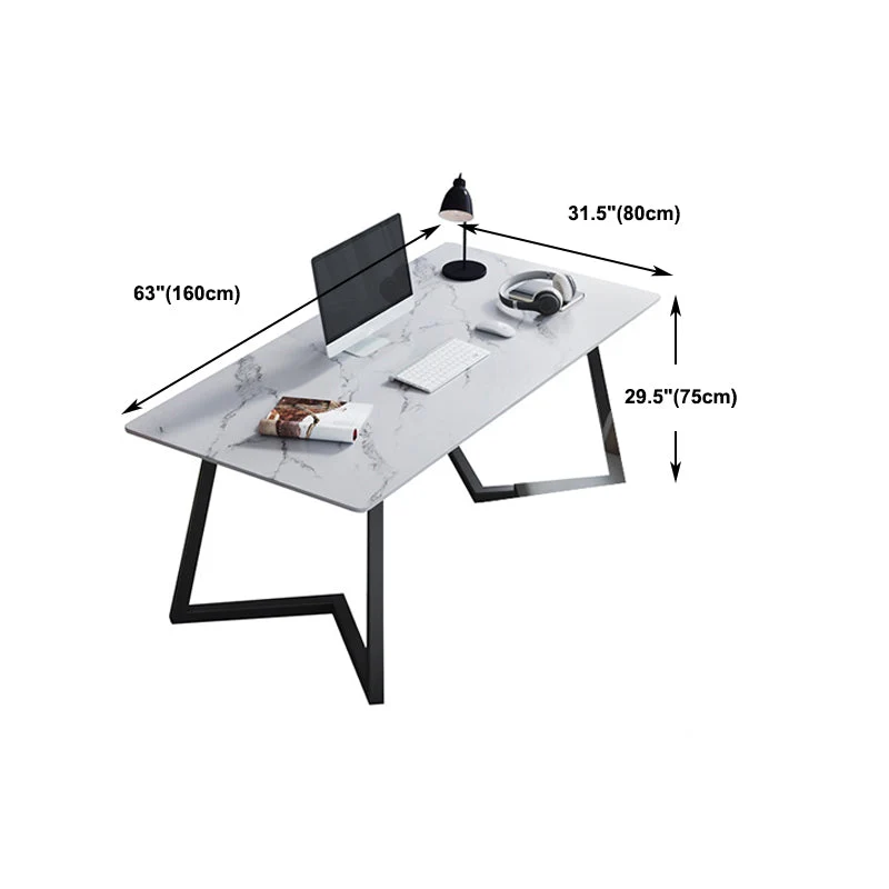 Bureau de bureau contemporain de 29,5 po de hauteur avec pieds en métal Clearhalo