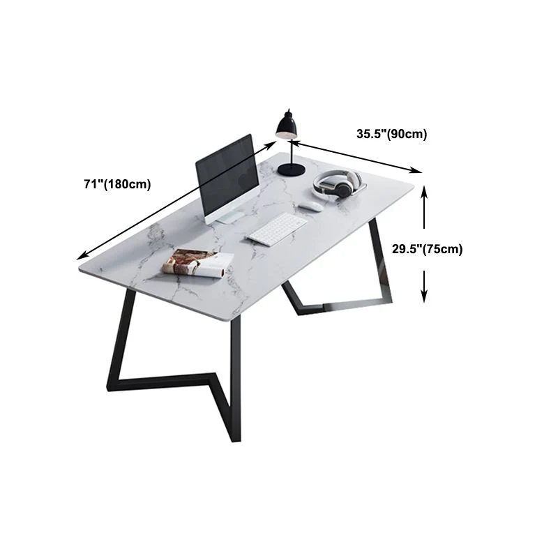 Bureau de bureau contemporain de 29,5 po de hauteur avec pieds en métal Clearhalo