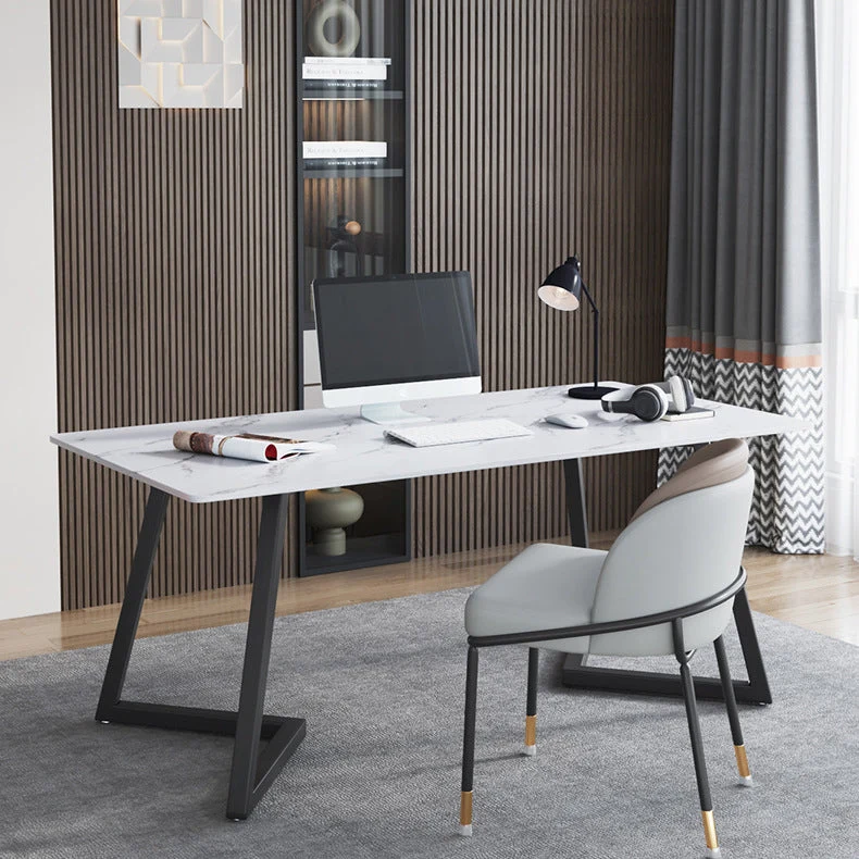 Bureau de bureau contemporain de 29,5 po de hauteur avec pieds en métal Clearhalo