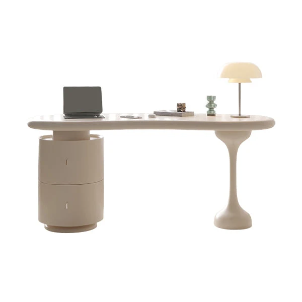Bureau de bureau contemporain en bois artificiel, bureau d'écriture de forme libre pour le bureau Clearhalo