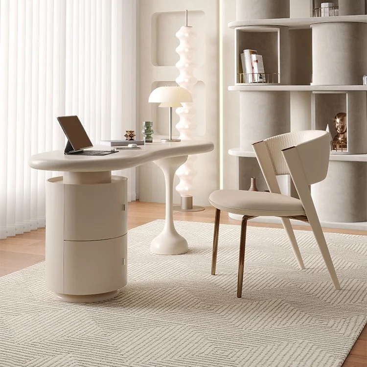 Bureau de bureau contemporain en bois artificiel, bureau d'écriture de forme libre pour le bureau Clearhalo