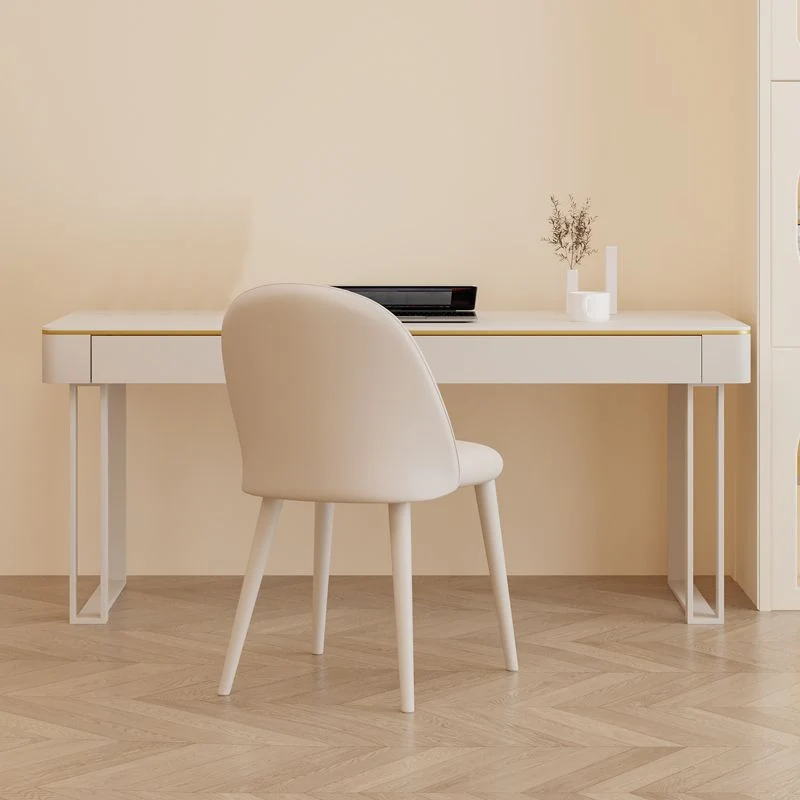 Bureau de bureau contemporain en bois blanc, bureau d'écriture à base de traîneau Clearhalo