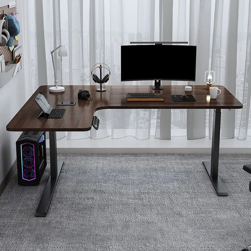 Bureau de bureau contemporain en bois, bureau d'écriture en forme de L pour chambre à coucher Clearhalo