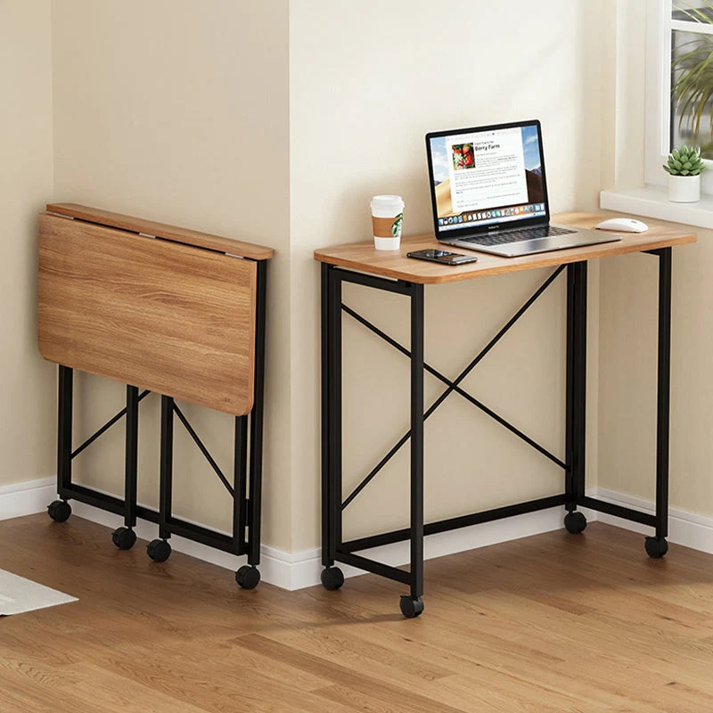 Bureau de bureau contemporain, bureau d'écriture rectangulaire avec roulettes Clearhalo