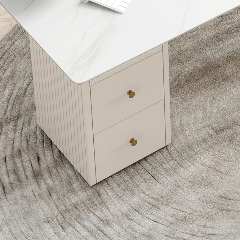 Bureau de bureau contemporain en demi-cercle avec tiroirs Clearhalo