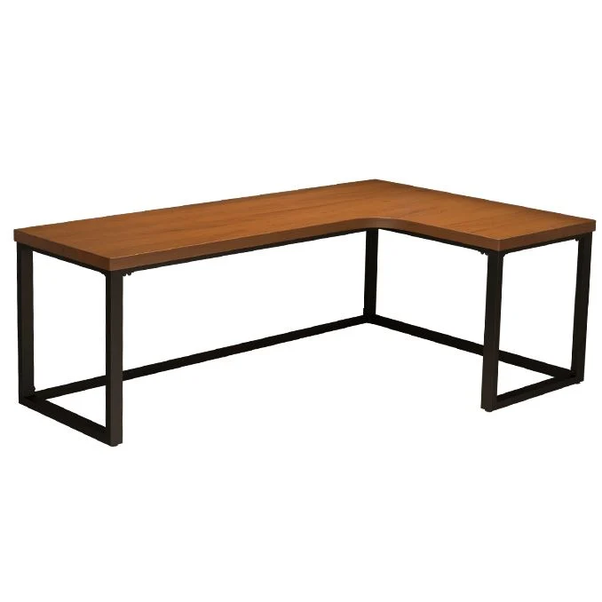 Bureau de bureau contemporain en forme de L, 29,25 pouces de hauteur, bureau d'écriture en bois massif Clearhalo