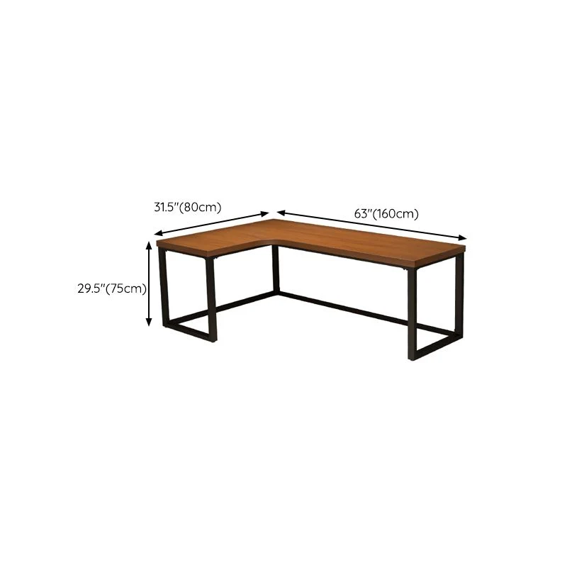 Bureau de bureau contemporain en forme de L, 29,25 pouces de hauteur, bureau d'écriture en bois massif Clearhalo
