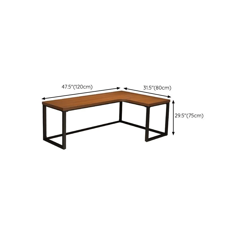 Bureau de bureau contemporain en forme de L, 29,25 pouces de hauteur, bureau d'écriture en bois massif Clearhalo