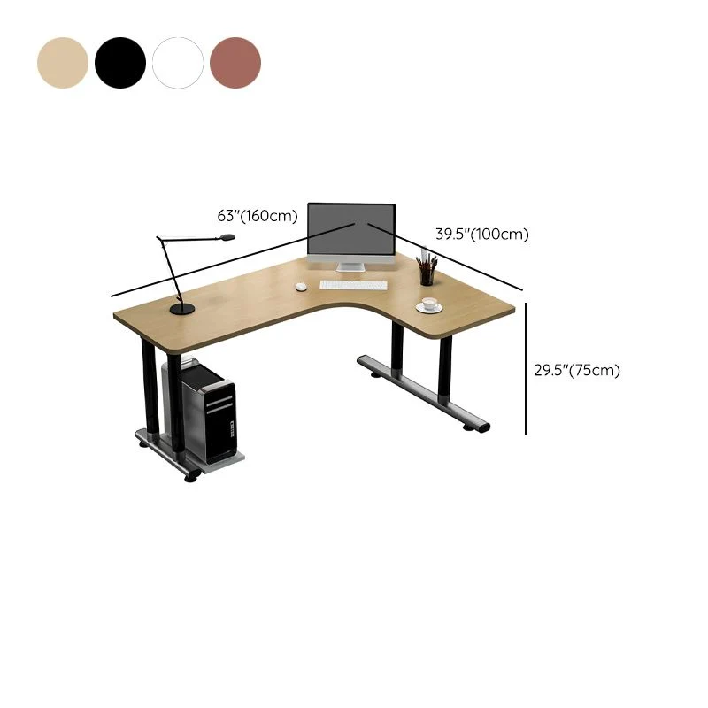 Bureau de bureau contemporain en forme de L, bureau d'écriture en bois pour le bureau Clearhalo
