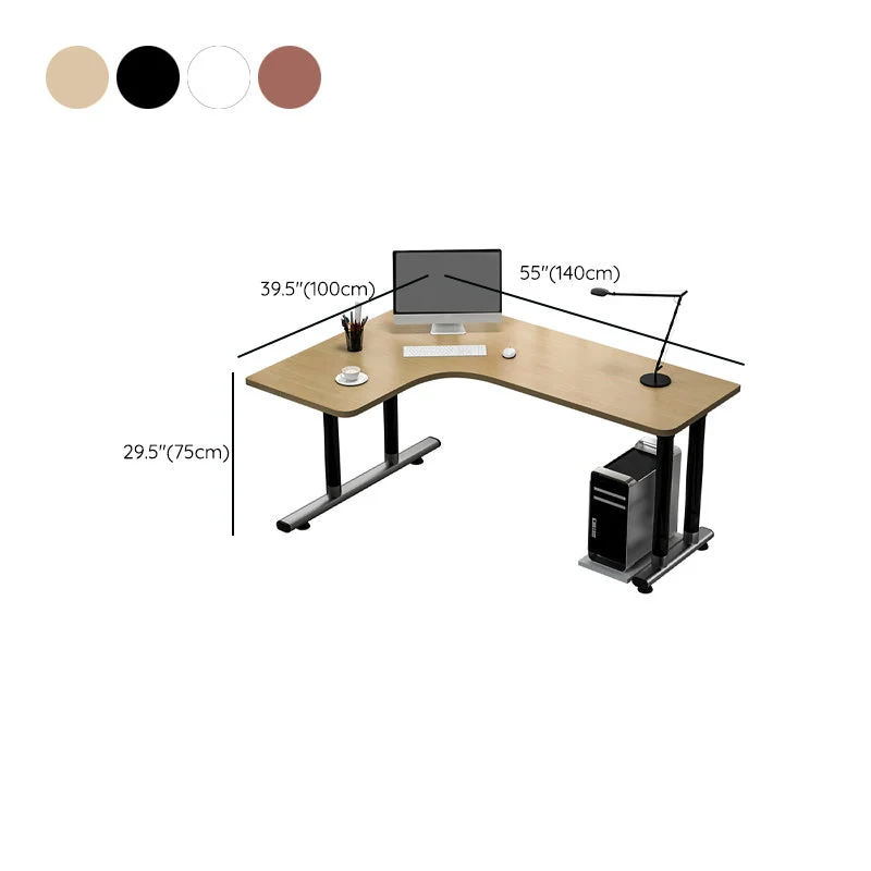Bureau de bureau contemporain en forme de L, bureau d'écriture en bois pour le bureau Clearhalo