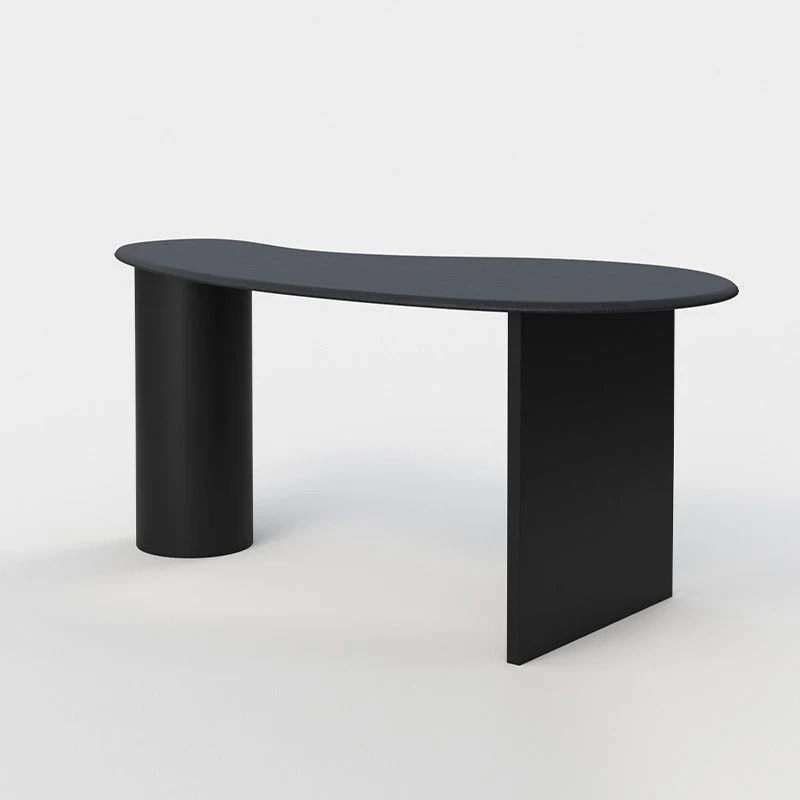 Bureau de bureau contemporain de forme libre, bureau d'écriture noir pour le bureau Clearhalo