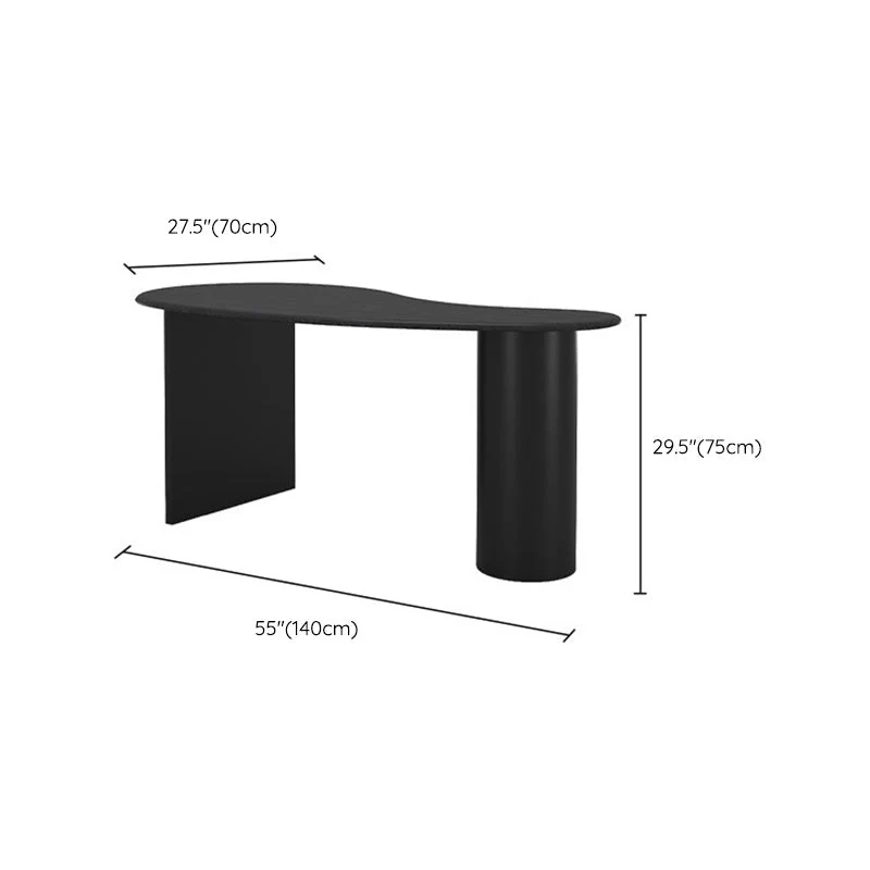 Bureau de bureau contemporain de forme libre, bureau d'écriture noir pour le bureau Clearhalo