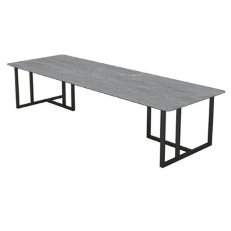 Bureau de bureau contemporain incurvé, bureau d'écriture luge gris avec pieds en métal Clearhalo