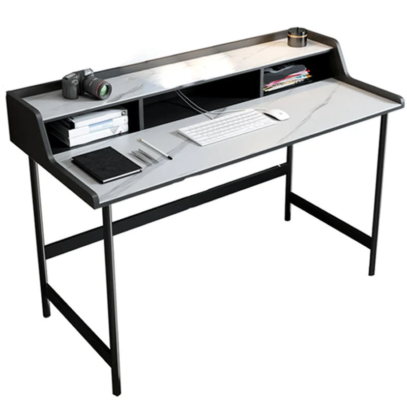 Bureau de bureau contemporain en marbre blanc, bureau d'écriture pour la maison ou le bureau Clearhalo