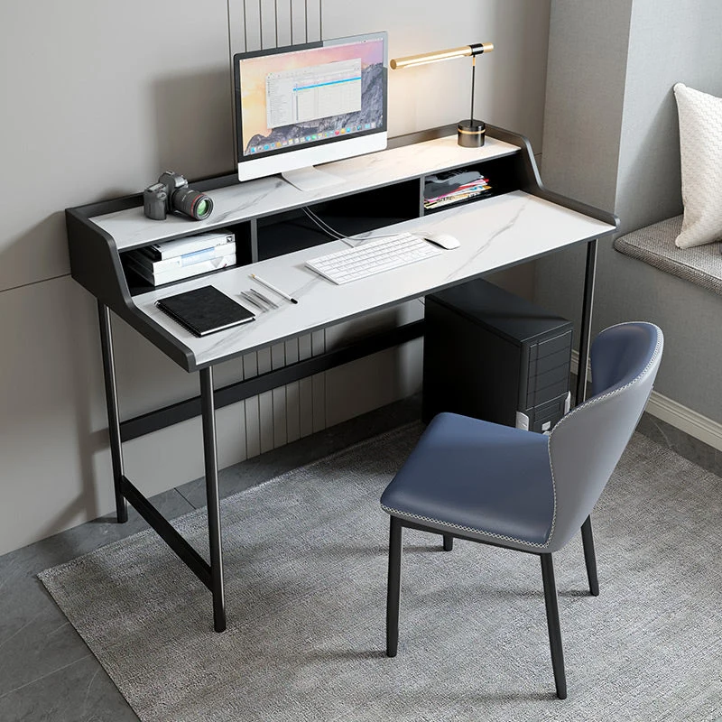 Bureau de bureau contemporain en marbre blanc, bureau d'écriture pour la maison ou le bureau Clearhalo