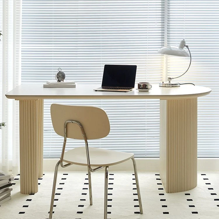 Bureau de bureau contemporain Peninsula Bureau d'écriture blanc pour bureau Clearhalo