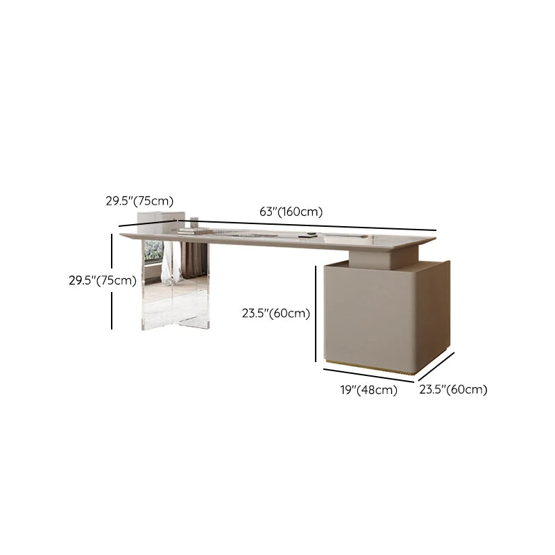 Bureau de bureau contemporain en pierre à 3 tiroirs l 23,62 po Clearhalo
