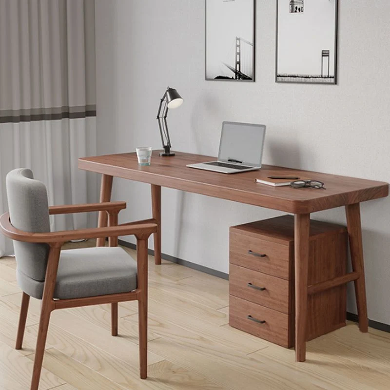 Bureau de bureau contemporain en pin, bureau d'écriture incurvé pour le bureau Clearhalo