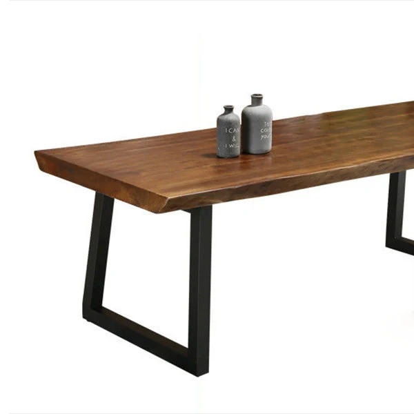 Bureau de bureau contemporain en pin, bureau d'écriture rectangulaire en fer pour le bureau Clearhalo