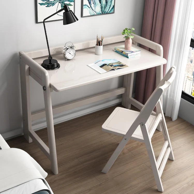 Bureau de bureau contemporain pliant en bois massif de 30,42 pouces H Clearhalo