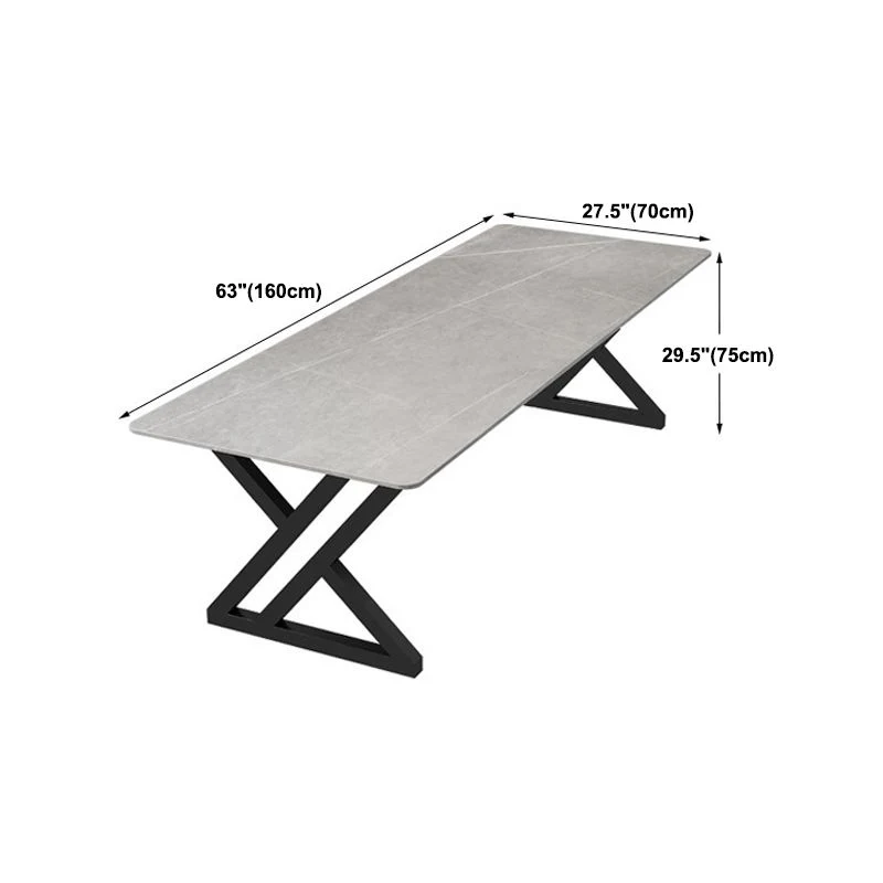 Bureau de bureau contemporain rectangulaire de 30 po de hauteur, gris cendré Clearhalo