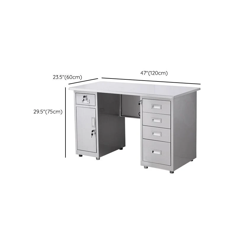 Bureau de bureau de forme rectangulaire en acier avec 2/3/5 tiroirs Clearhalo