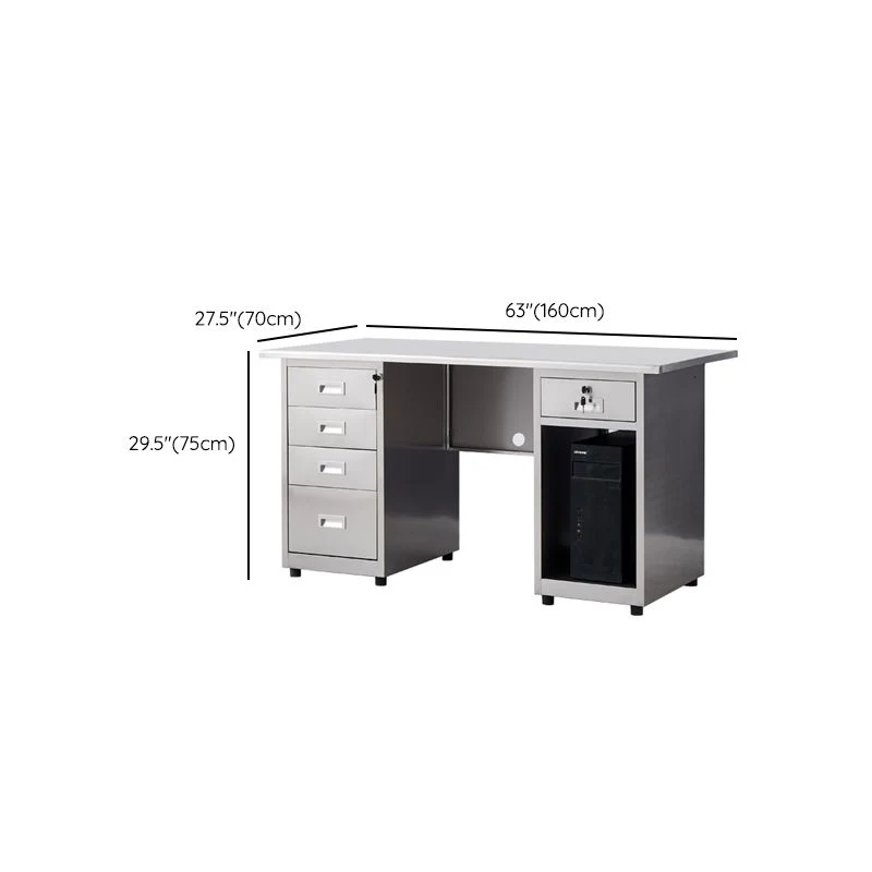 Bureau de bureau de forme rectangulaire en acier avec 2/3/5 tiroirs Clearhalo
