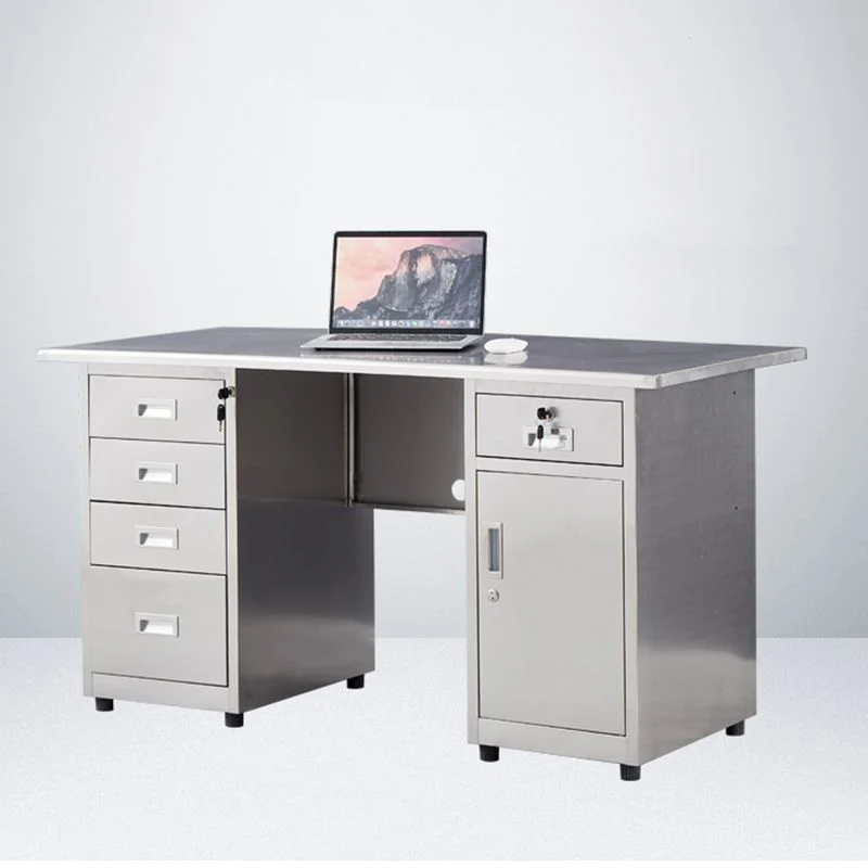 Bureau de bureau de forme rectangulaire en acier avec 2/3/5 tiroirs Clearhalo