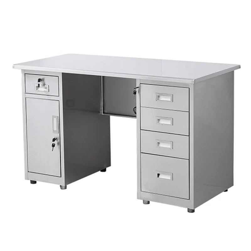 Bureau de bureau de forme rectangulaire en acier avec 2/3/5 tiroirs Clearhalo
