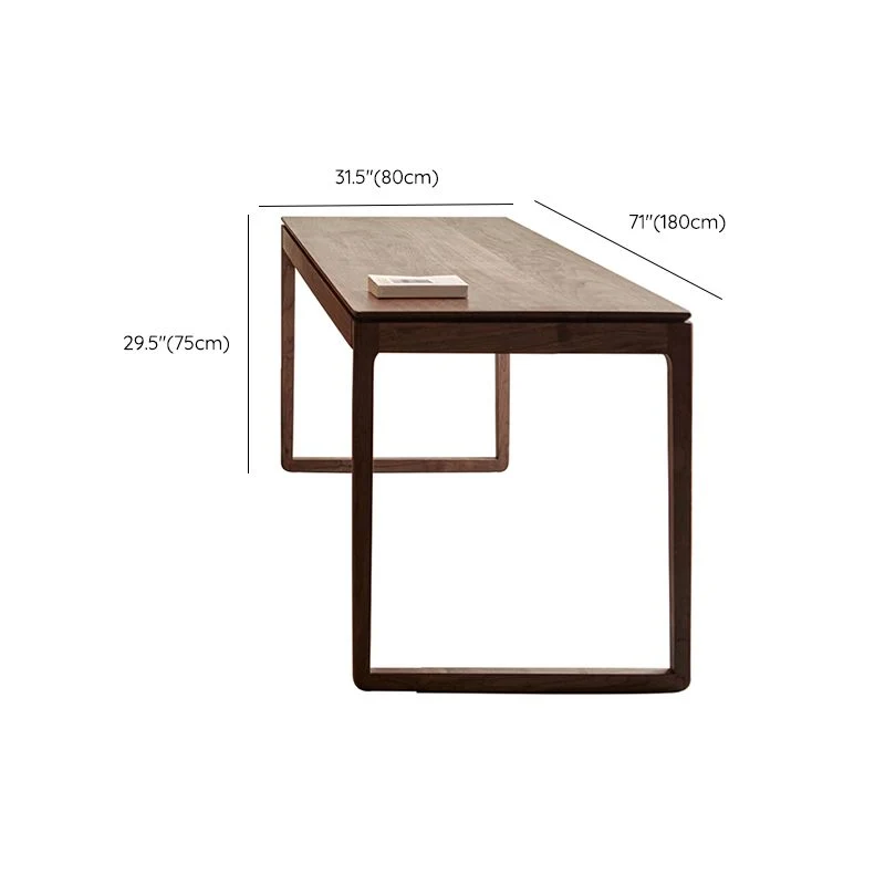 Bureau de bureau de forme rectangulaire en bois massif marron avec 2 pieds Clearhalo