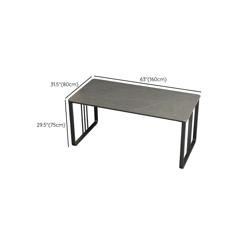 Bureau de bureau de forme rectangulaire, bureau d'écriture à 2 pieds en gris/blanc pour le bureau Clearhalo