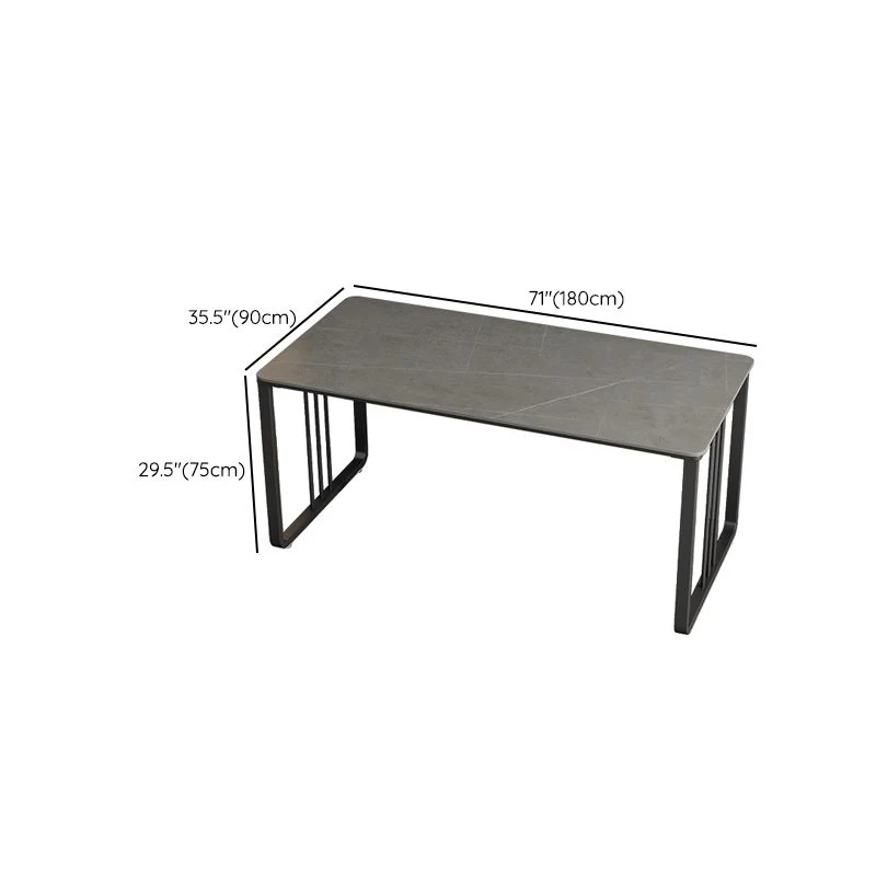 Bureau de bureau de forme rectangulaire, bureau d'écriture à 2 pieds en gris/blanc pour le bureau Clearhalo