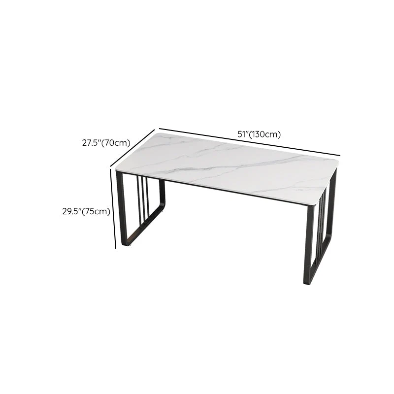 Bureau de bureau de forme rectangulaire, bureau d'écriture à 2 pieds en gris/blanc pour le bureau Clearhalo
