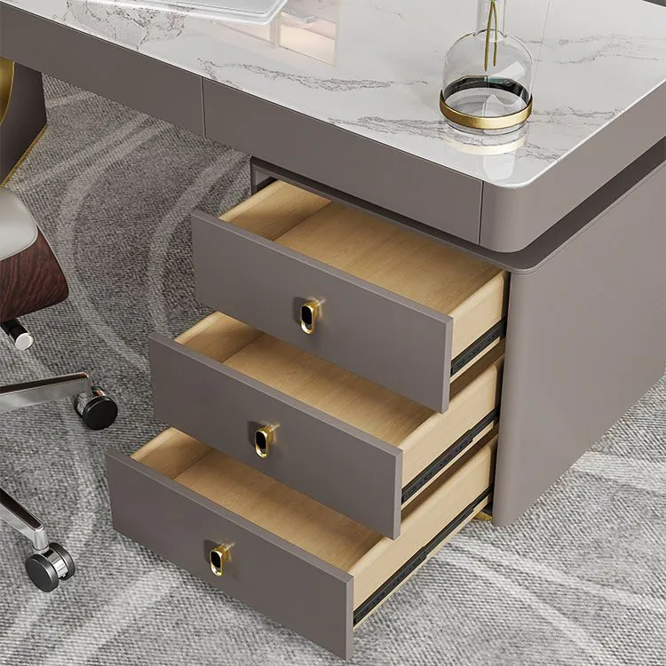Bureau de bureau de forme rectangulaire, bureaux d'écriture gris réversibles pour le bureau Clearhalo