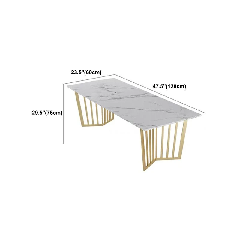 Bureau de bureau Glam blanc en marbre avec pieds en métal Clearhalo