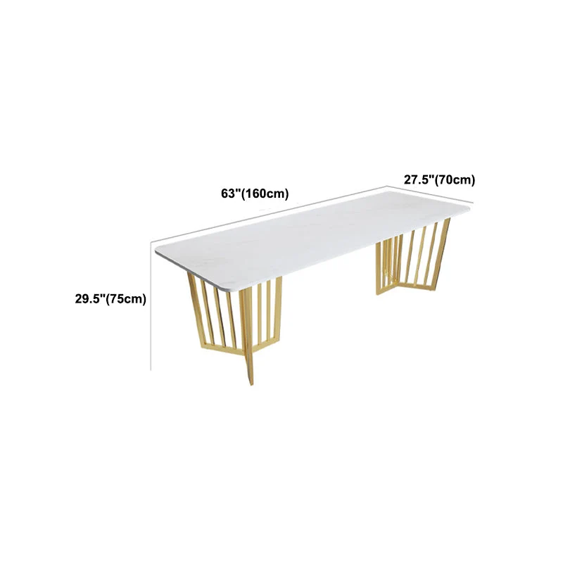 Bureau de bureau Glam blanc en marbre avec pieds en métal Clearhalo