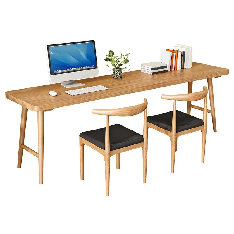Bureau de bureau incurvé contemporain Bureau d'écriture en pin pour le bureau Clearhalo