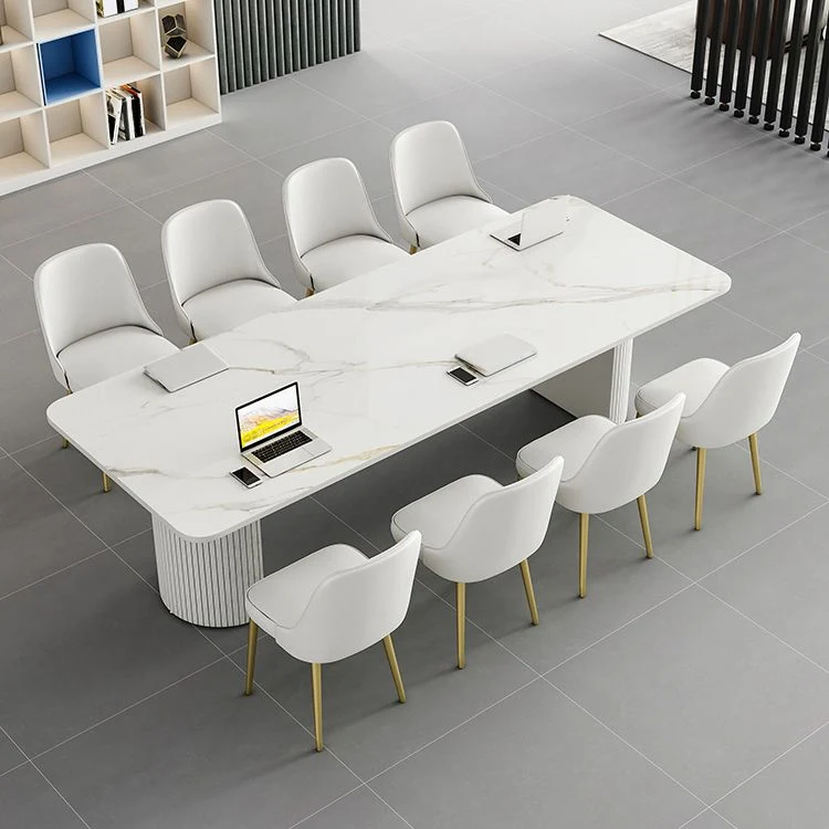 Bureau de bureau incurvé en pierre contemporain, bureau d'écriture de 29,53 pouces de haut Clearhalo
