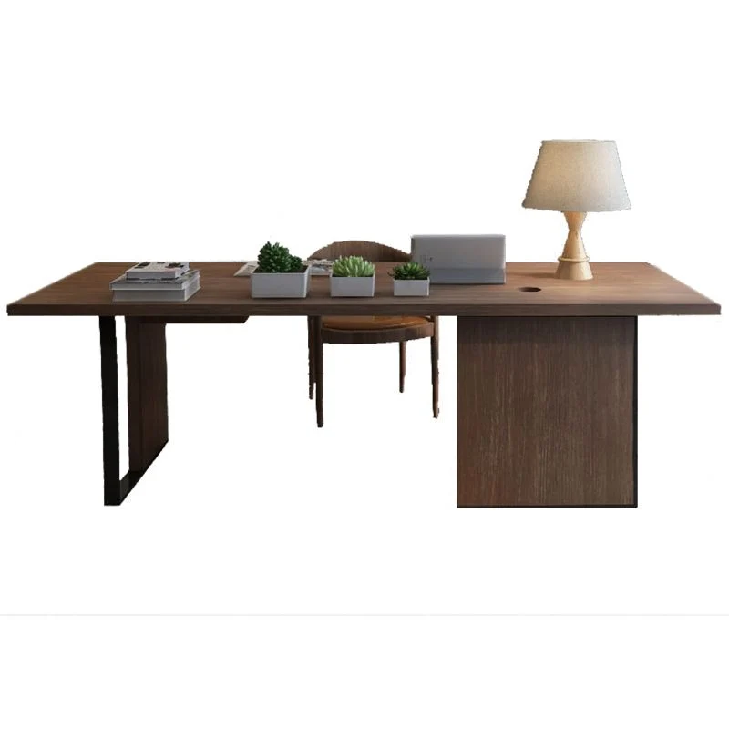 Bureau de bureau industriel en bois, bureau d'écriture rectangulaire noir Clearhalo