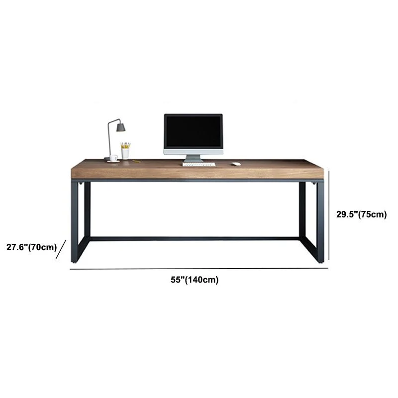 Bureau de bureau industriel en métal marron avec pieds en métal Clearhalo