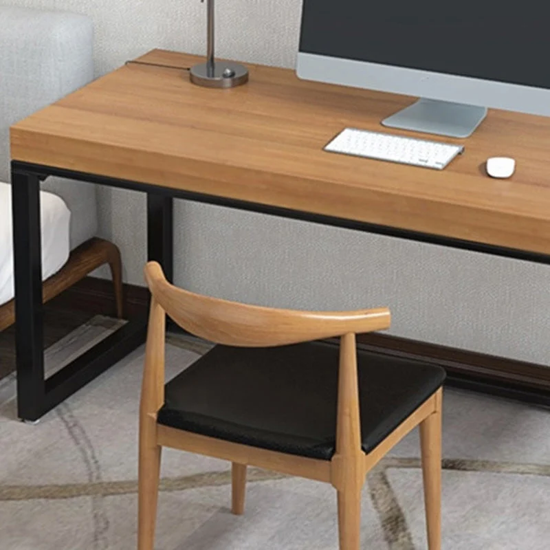 Bureau de bureau industriel en métal marron avec pieds en métal Clearhalo