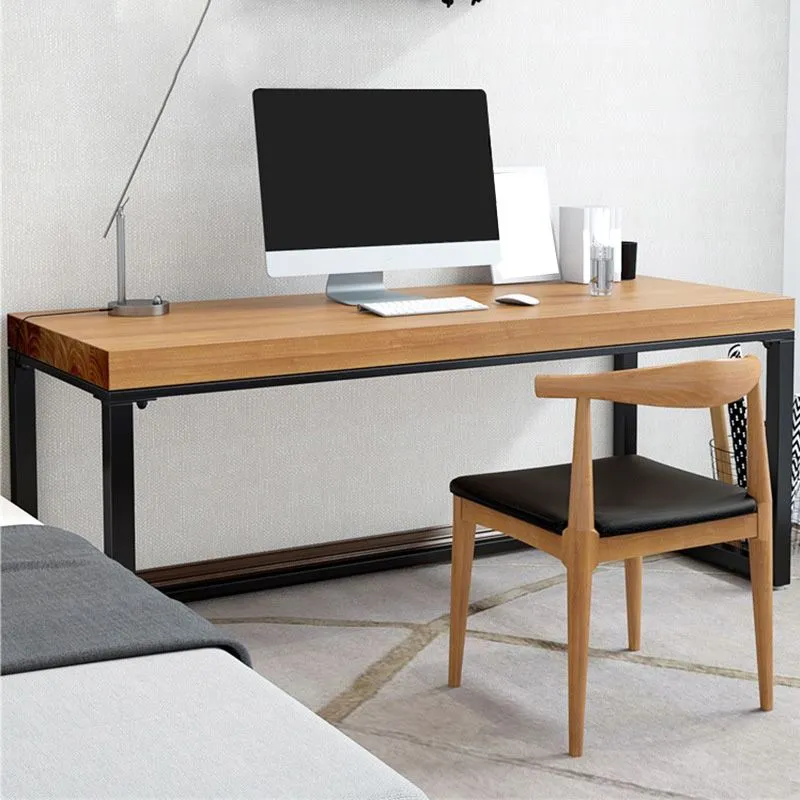 Bureau de bureau industriel en métal marron avec pieds en métal Clearhalo