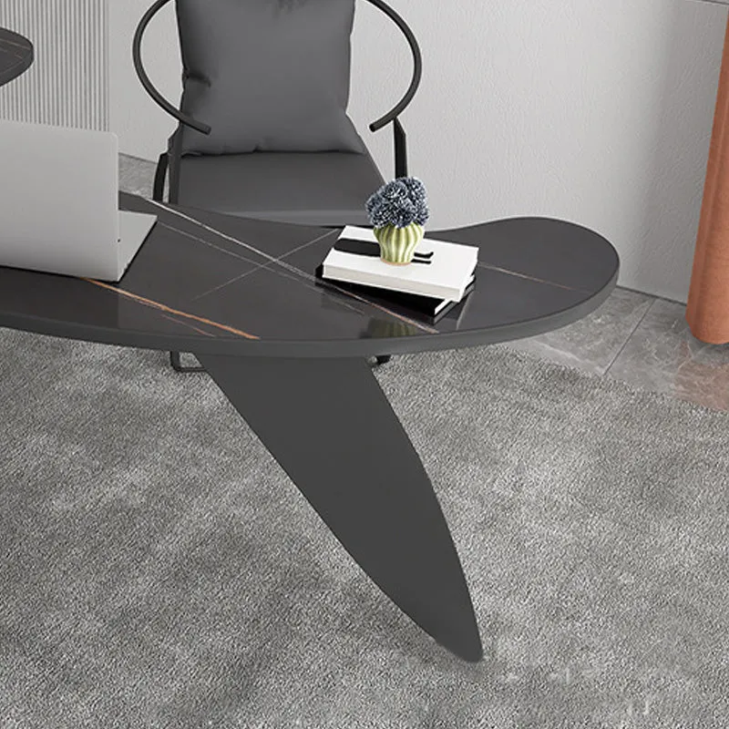 Bureau de bureau industriel en pierre, 29,53 pouces de haut, noir Clearhalo