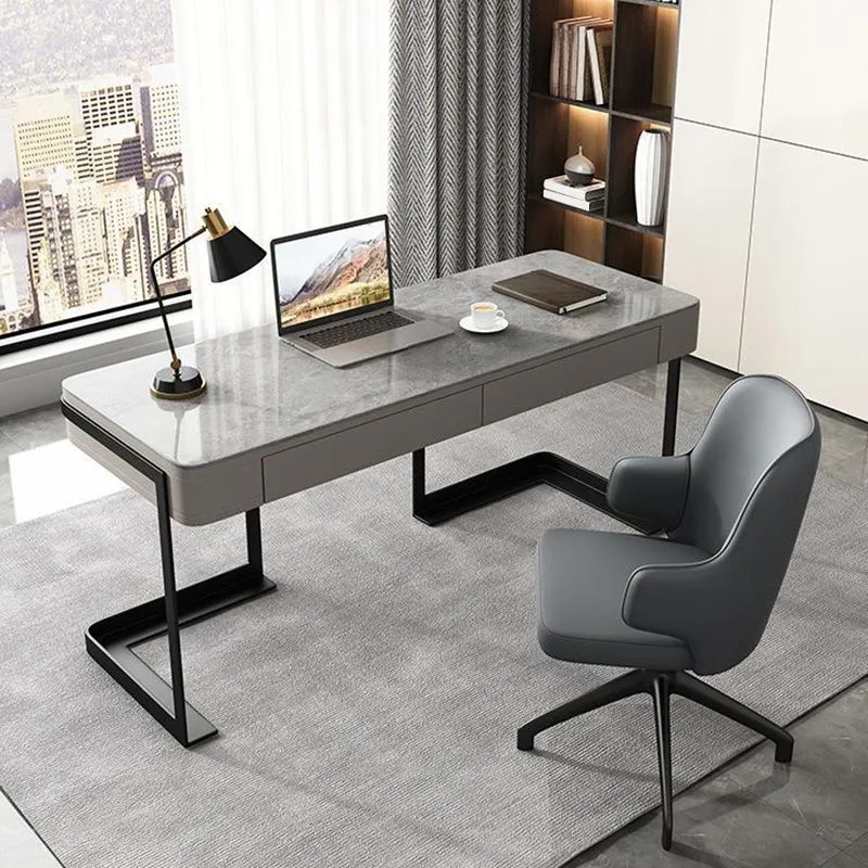 Bureau de bureau industriel rectangulaire de 29,5 po de hauteur avec 2 tiroirs de rangement Clearhalo