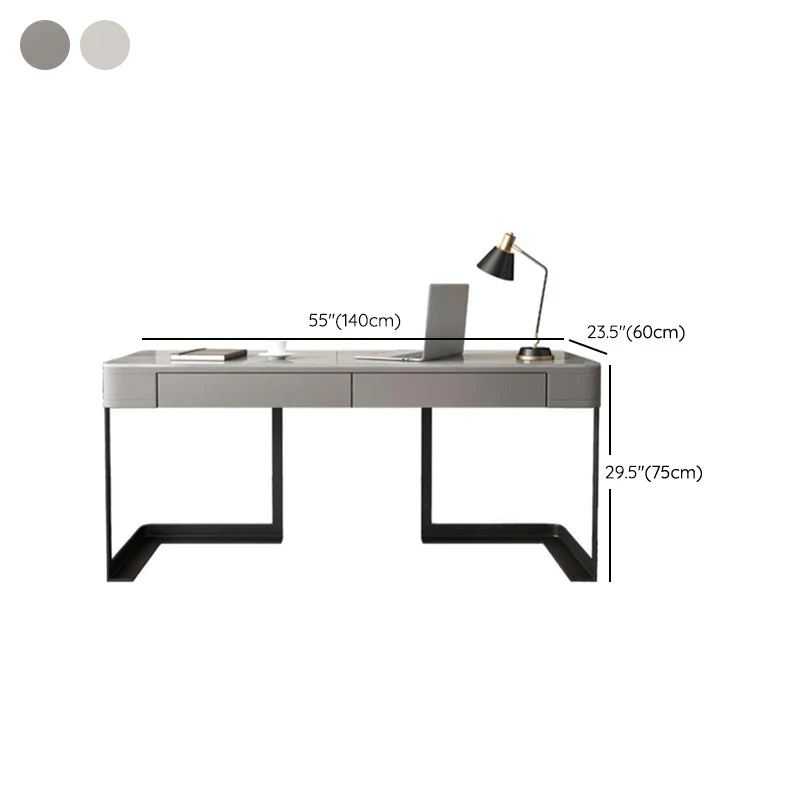 Bureau de bureau industriel rectangulaire de 29,5 po de hauteur avec 2 tiroirs de rangement Clearhalo